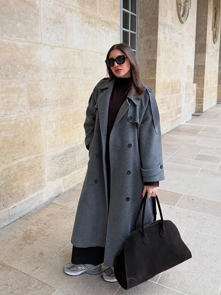 ModeGeist | Damenmantel Jacke mit Langer Passform und Doppelten Knöpfen