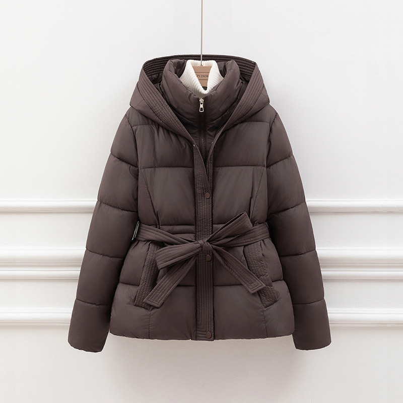 ModeGeist | Steppjacke - Slim Fit - Kapuze - Bindegürtel - Seitentaschen