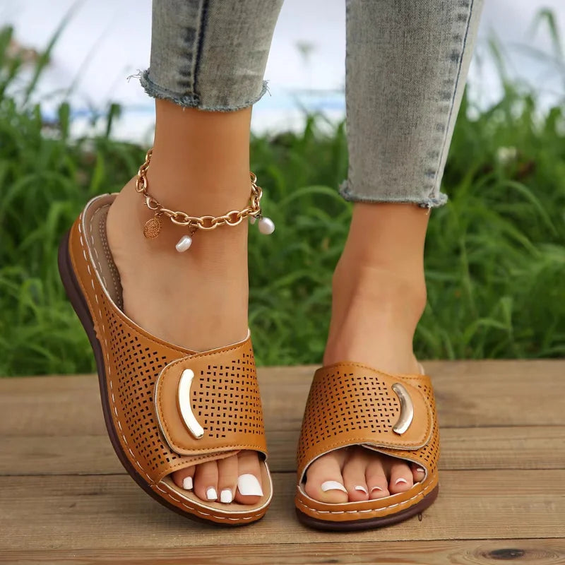 Serina Damen-Sandalen: Offene Zehe, Hohlnähte