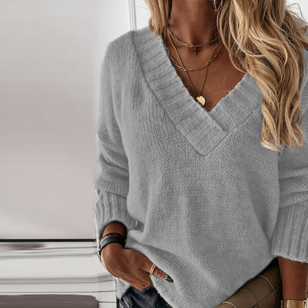 ModeGeist | Atmungsaktiver Strick V-Ausschnitt Pullover