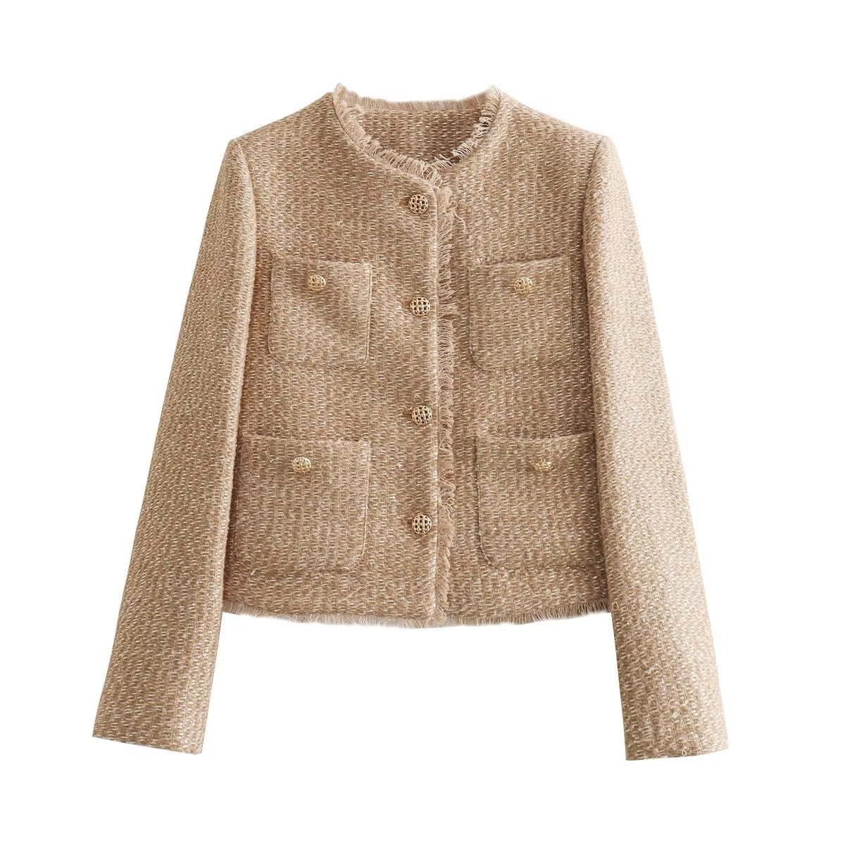 ModeGeist | Klassisches Damen Tweed Jäckchen Slim Fit