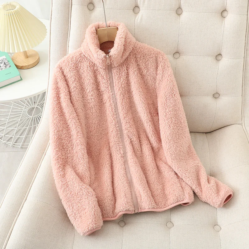 ModeGeist | Weiche Damen Teddyjacke mit Reißverschluss und Hohem Kragen