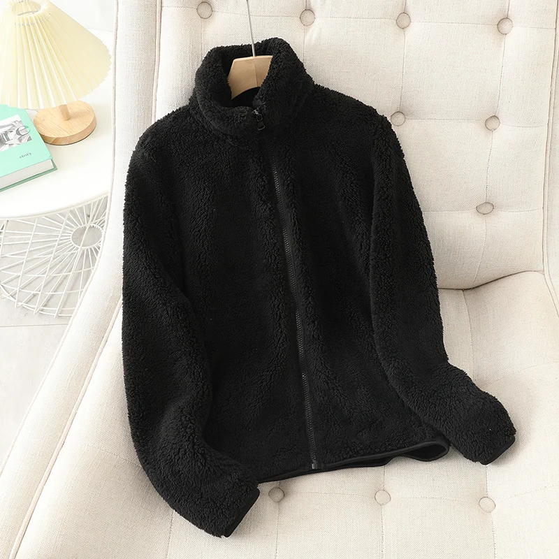 ModeGeist | Fleecejacke - Korallenfleece - Lockere Passform - Wendbar - Hoher Kragen