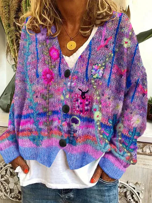 ModeGeist | Stilvolle bedruckte Jacke mit Knöpfen