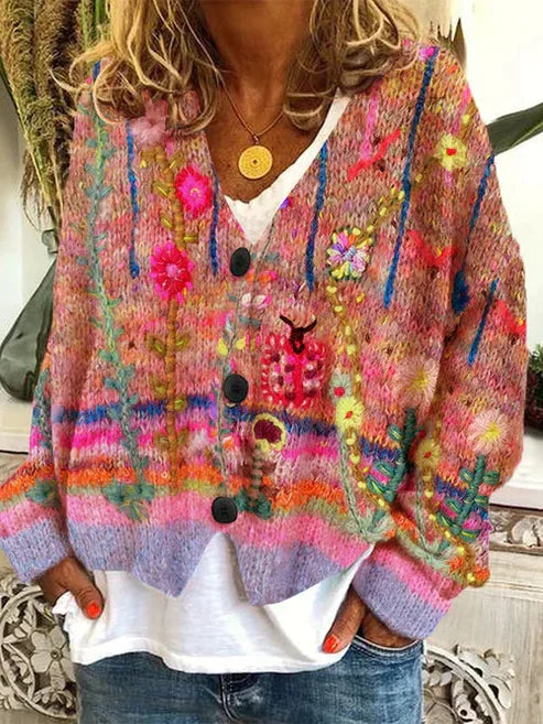 ModeGeist | Stilvolle bedruckte Jacke mit Knöpfen