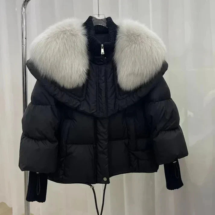 ModeGeist | Warme, Wattierte Fell-Daunenjacke für Damen