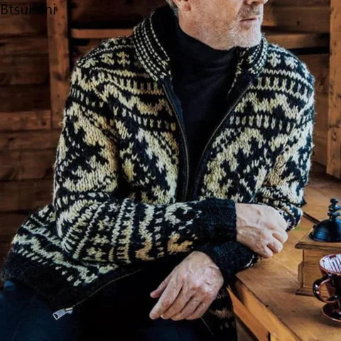 ModeGeist | Wärmer und Bequemer Vintage Strickpullover für Männer