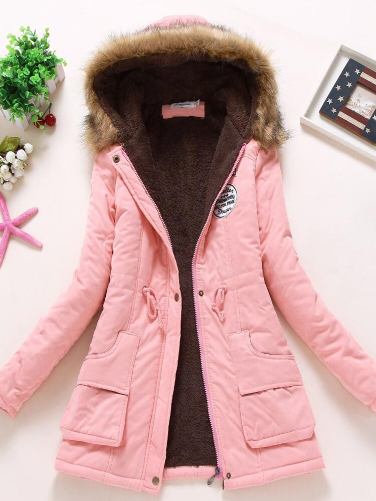 ModeGeist | Parka Jacke - Warme Fütterung - Kapuze mit Pelzbesatz - Reißverschluss & Knöpfe - Verstellbare Taille