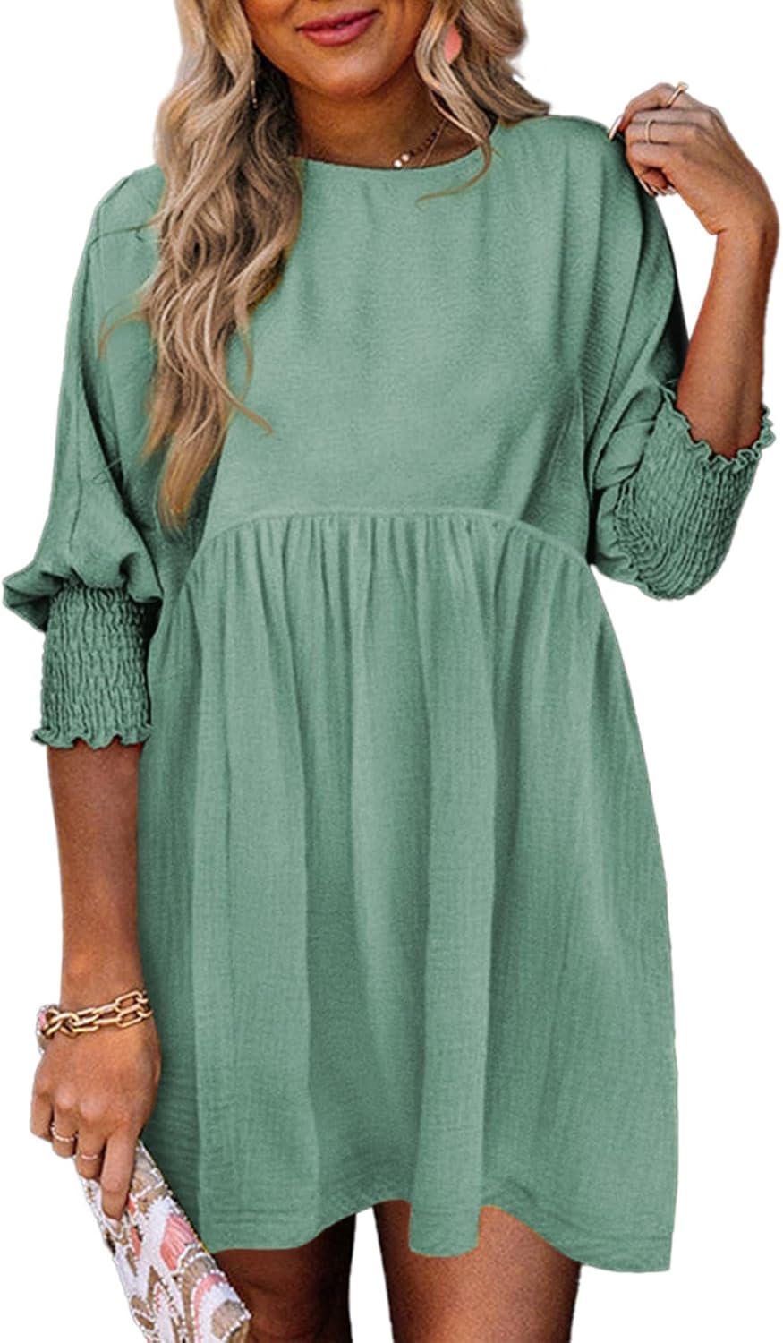 MODEGEIST Damen Sommerkleid Raffung Verstellbare Träger Leicht