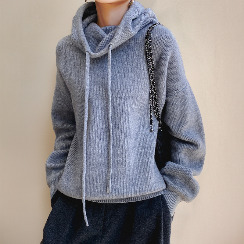 ModeGeist | Strickpullover Hoher Kragen mit Schnüren Lässige Passform