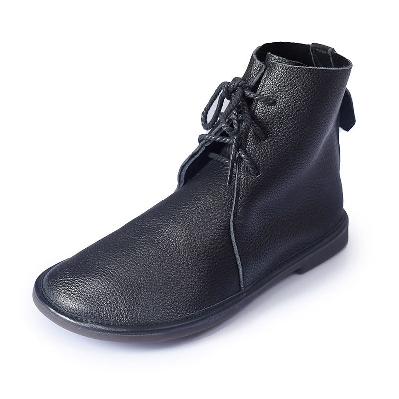 MODEGEIST Damen Schnürstiefel Klassisch Komfort Braun