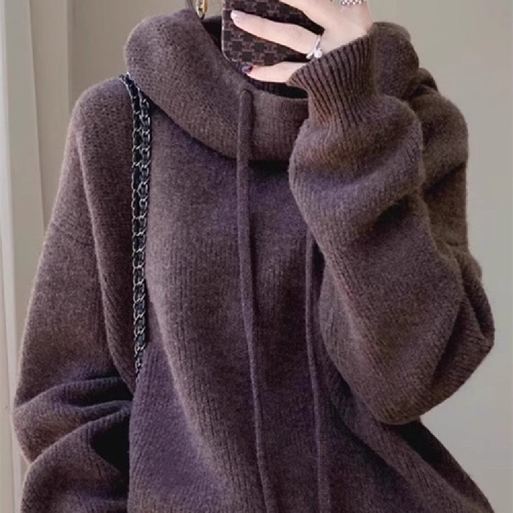 Fudus Strick Kapuzenpullover mit Wärmer