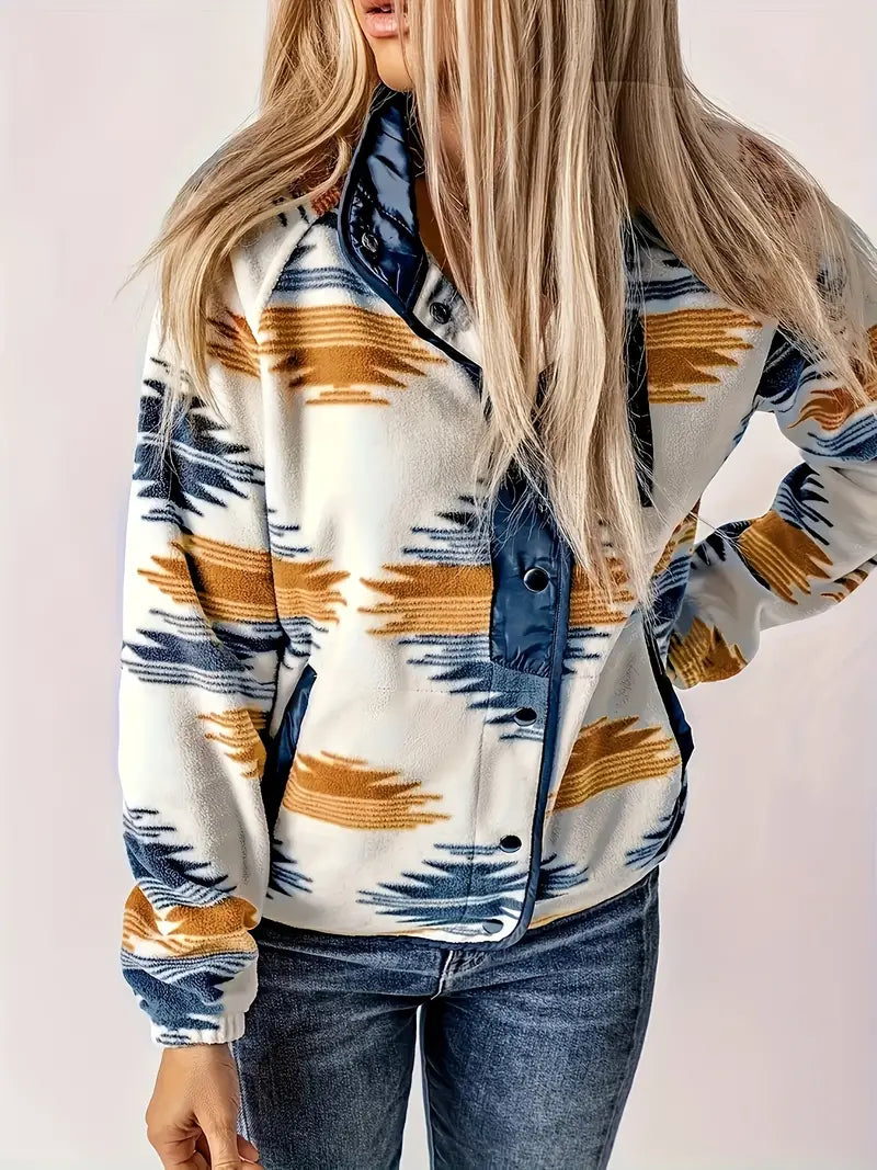 ModeGeist | Aztekmuster Jacke mit Knopfverschluss