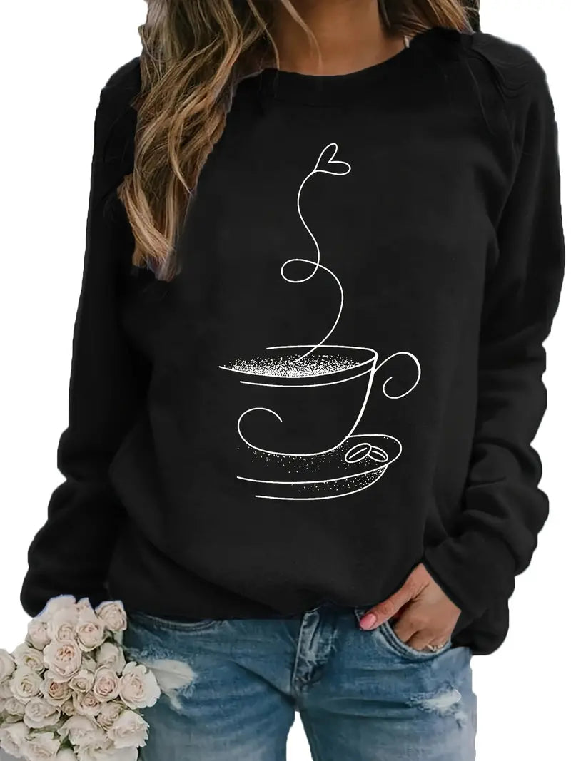 Sweatshirt with Coffee Graphic by Fudus