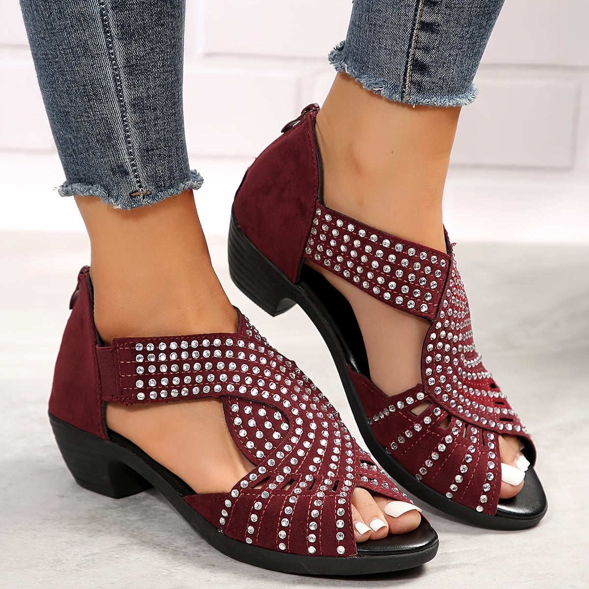 MODEGEIST Damen Sandalen verstellbar Schnallenverschluss gepolstert