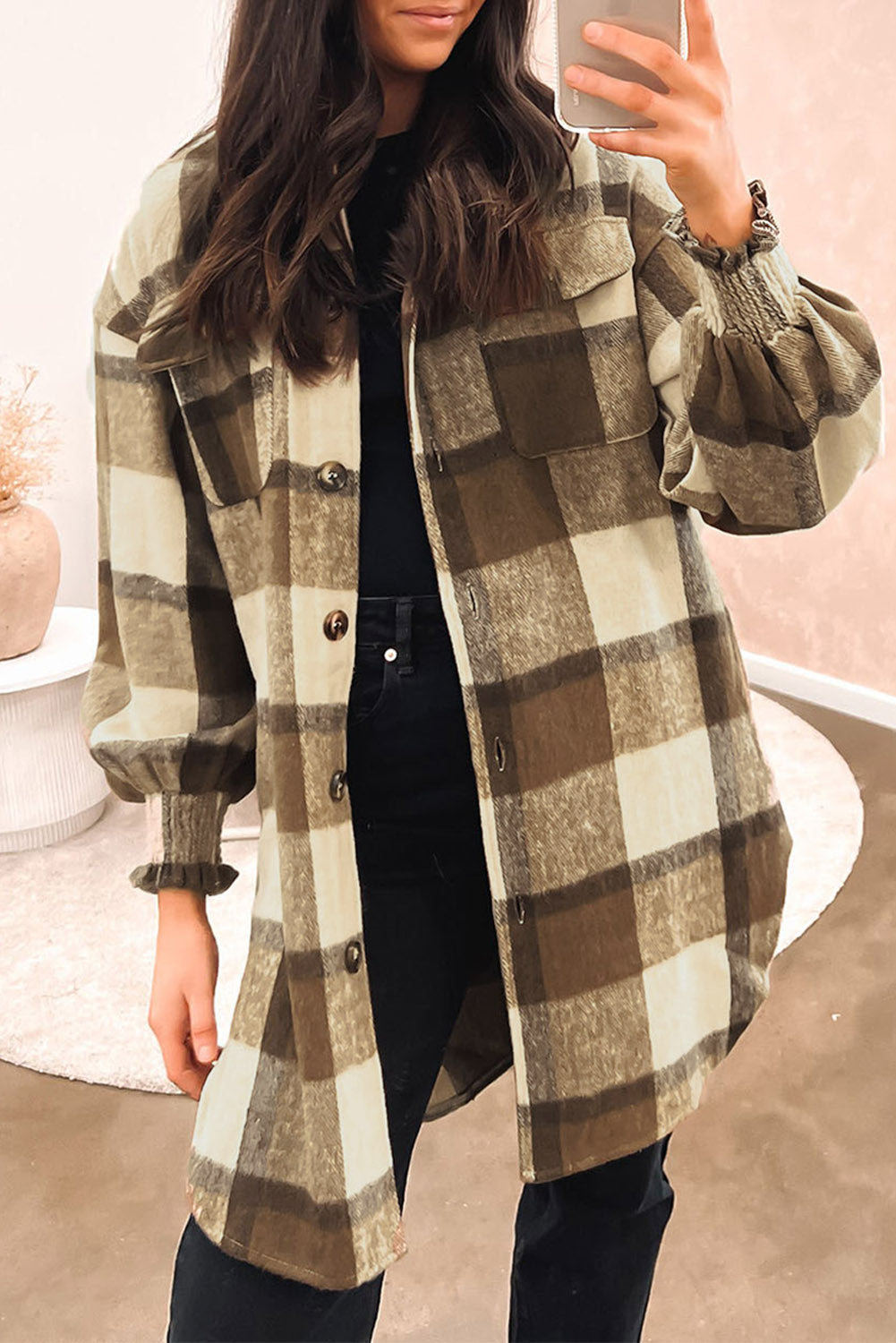 ModeGeist | Karohemdjacke Baumwolle und Polyester Perfekt Zum Layering