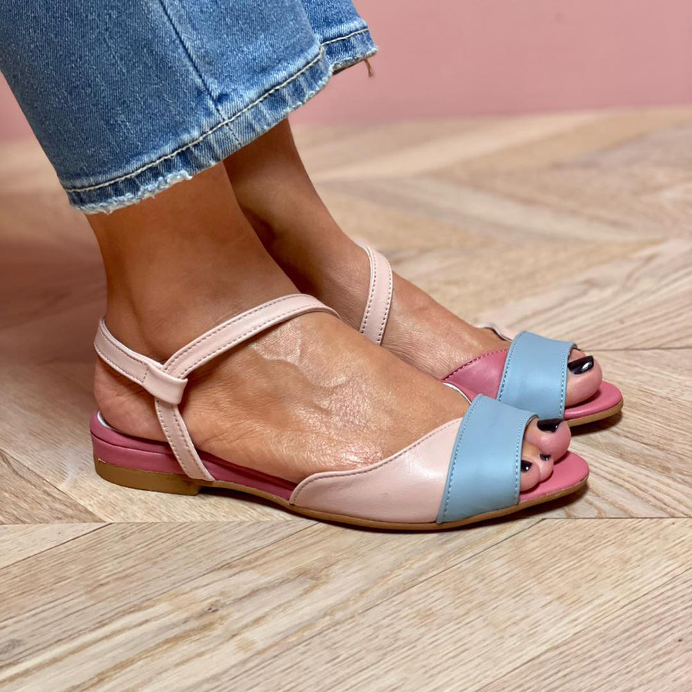 MODEGEIST Damen Sandalen Asymmetrisch Colour-Block Verstellbare Riemen