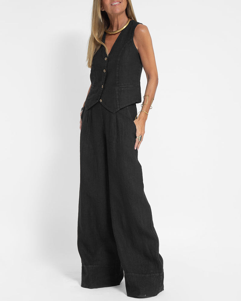 Stylisches Set: ärmellose Weste & weitbeinige Hose - Imee