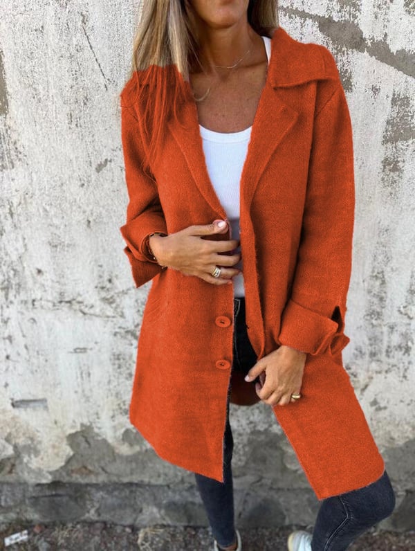 ModeGeist | Wollmantel mit Knopfverschluss Klassischer Kragen Elegant und Warm