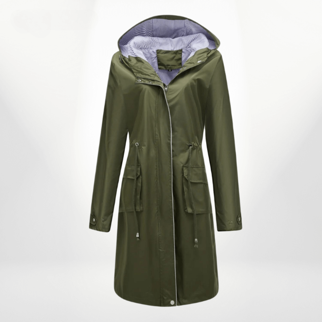 ModeGeist | Damen wasserdichter Über-Knie-Trenchcoat