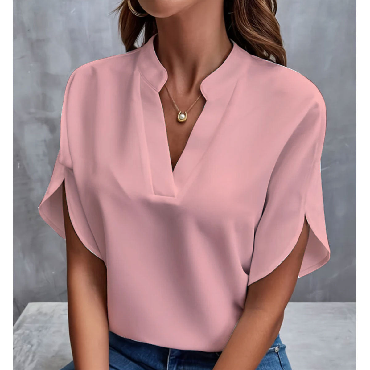 Damen-Chiffonbluse mit V-Ausschnitt von Fudus für den Sommer