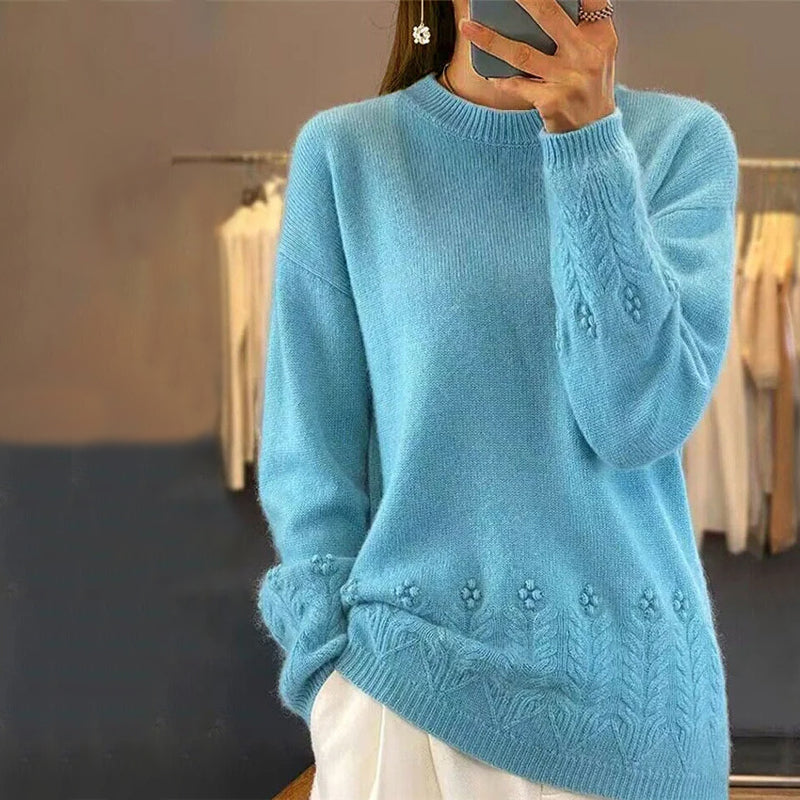 ModeGeist | Strickbluse mit Musterdetails Wolle Komfortabel und Elegant