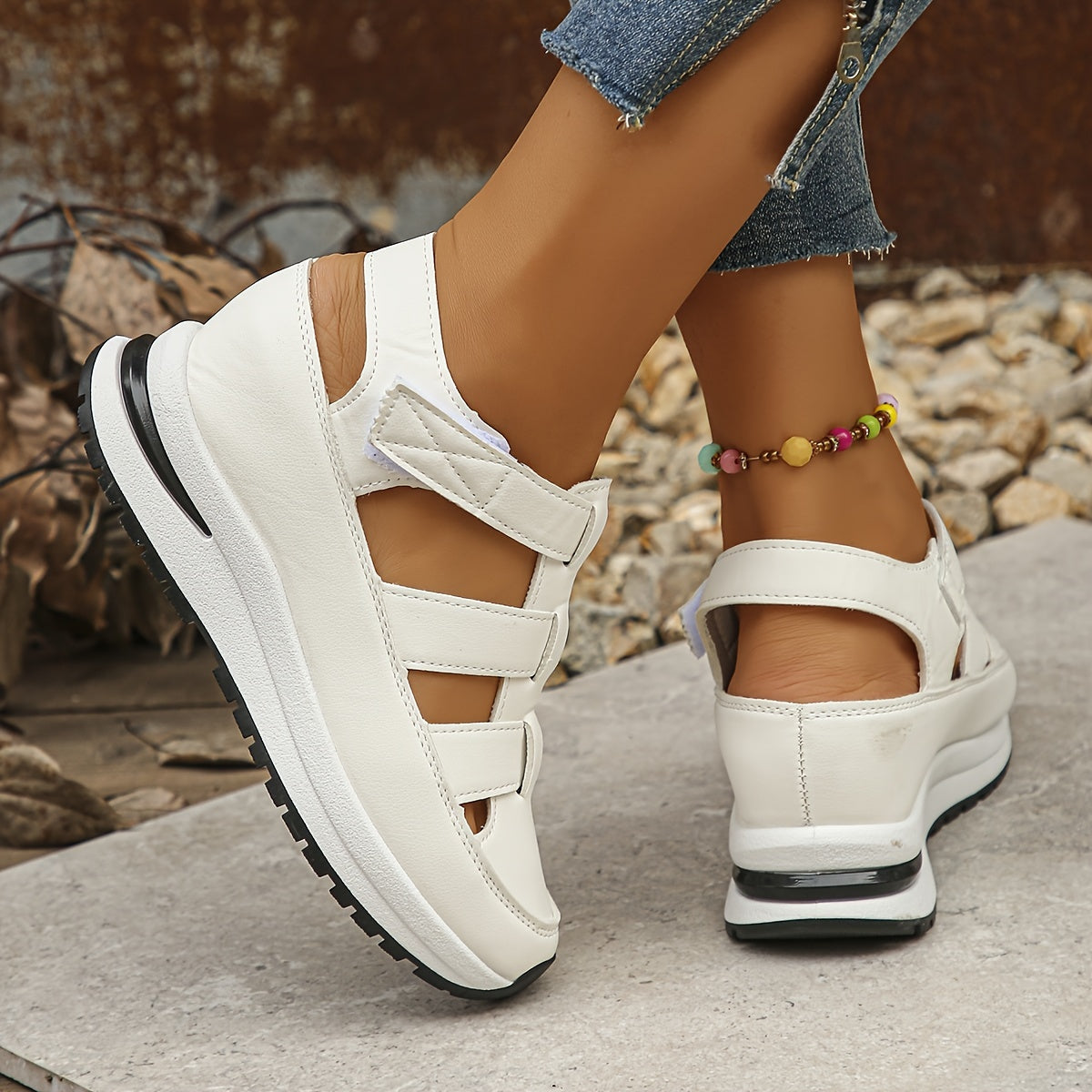 MODEGEIST Damen Platform-Sandalen Verstellbar Gepolstert