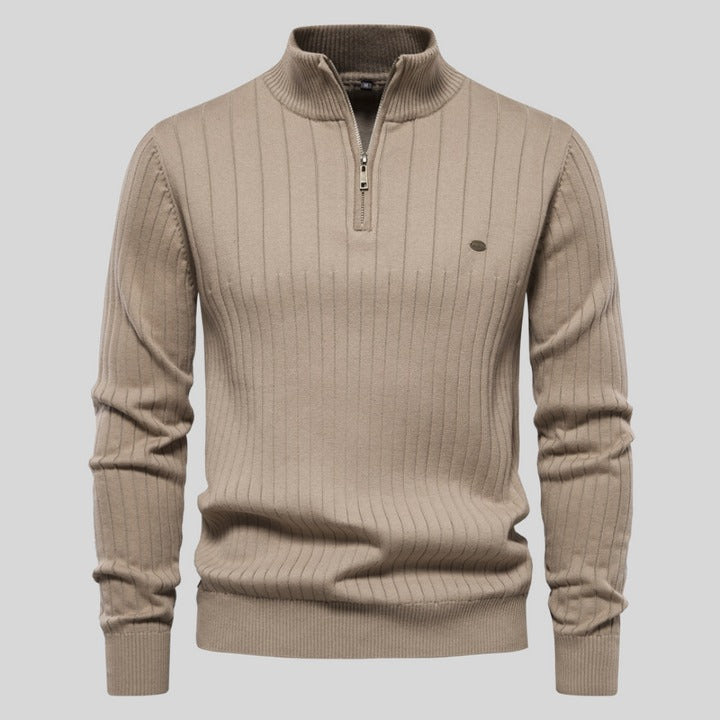 ModeGeist | Strickpullover mit Half-zip Wollmischung Warm, Klassisch