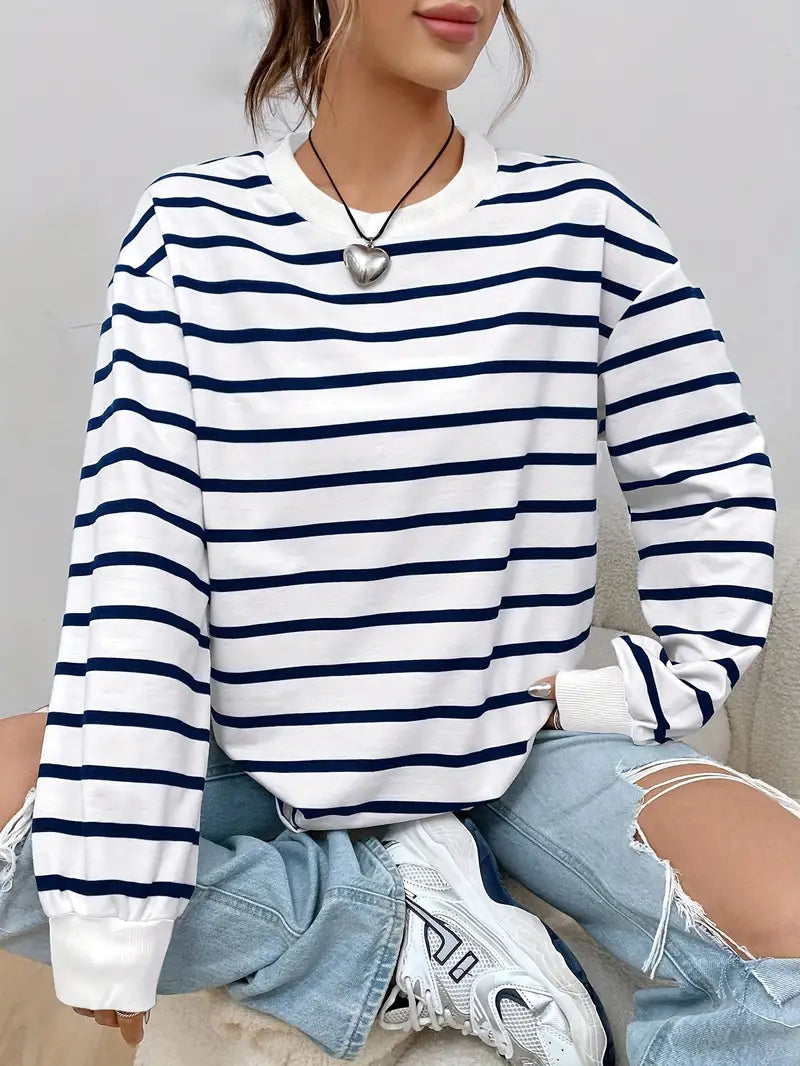 Fudus Damen-Sweatshirt mit Streifen