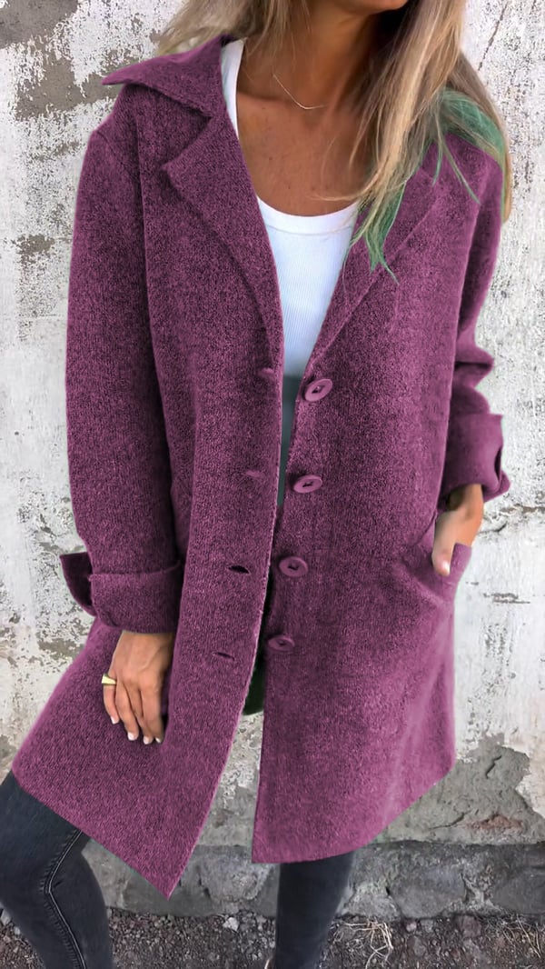 ModeGeist | Wollmantel mit Knopfverschluss Klassischer Kragen Elegant und Warm