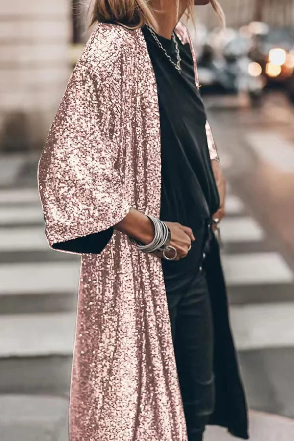 Maude: Glitzernder Cardigan-Mantel mit Pailletten