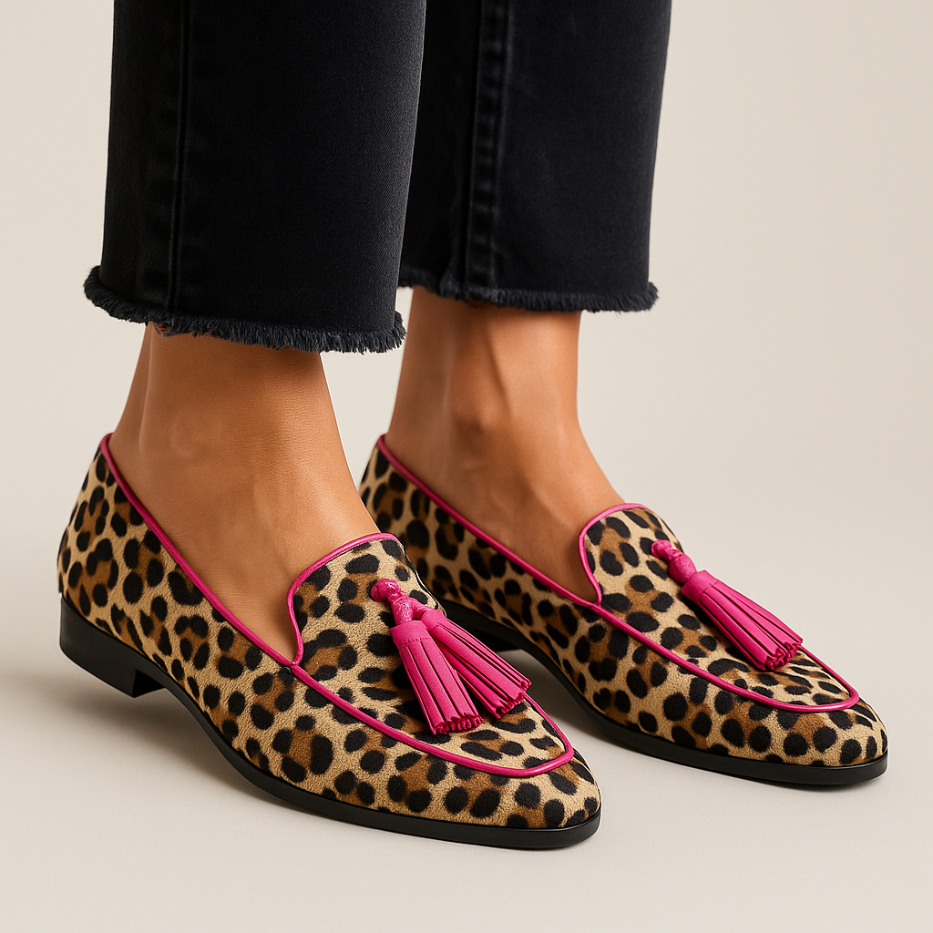 MODEGEIST Damen Loafer Quaste Schwarz Klassisch
