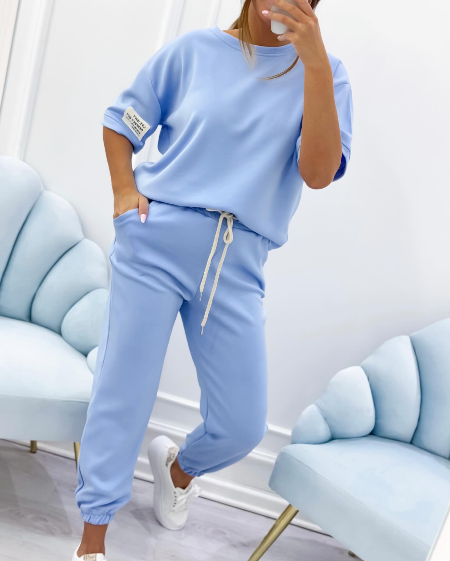 MODEGEIST Damen Kurze Ärmel Set Entspannte Passform Vielseitiges Design