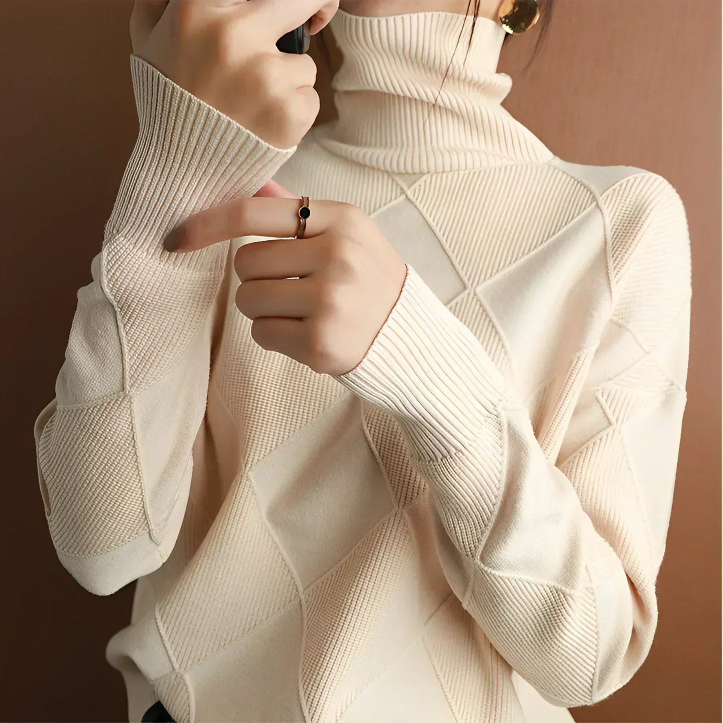 ModeGeist | Lässiger Warmer Strickturtleneck Pullover
