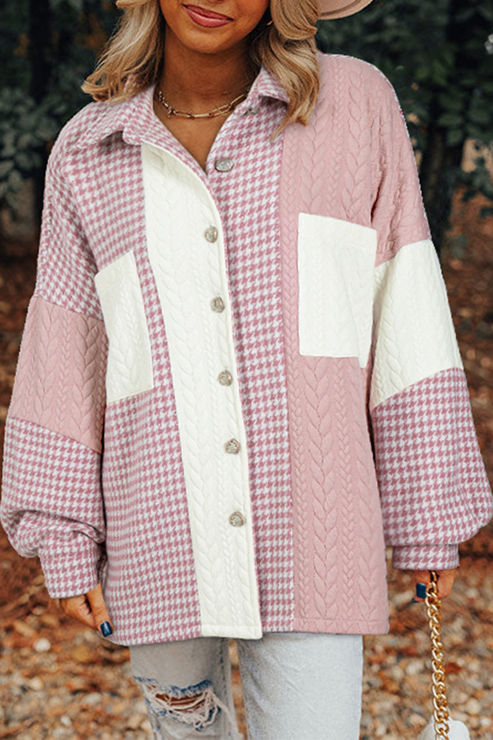 ModeGeist | Patchwork Hemdjacke Baumwollmischung Modern und Stilvoll