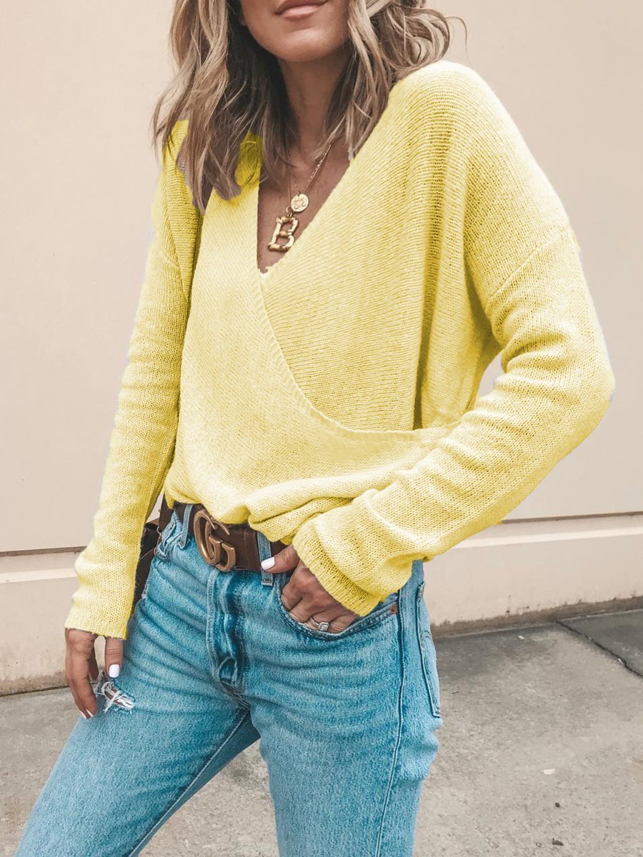 ModeGeist | Lässiger Strickpullover mit V-ausschnitt Weich und Leicht Casual Eleganz