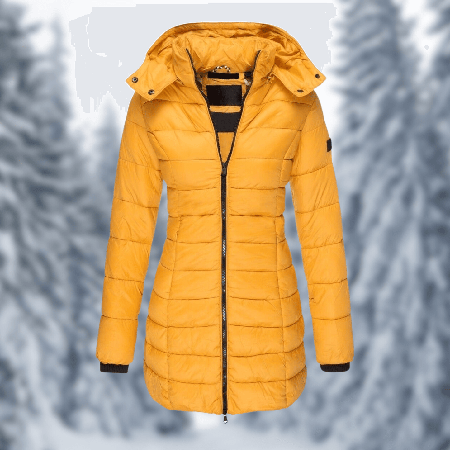 ModeGeist | Damen Mittellanger Wintermantel mit Abnehmbarem Kapuze