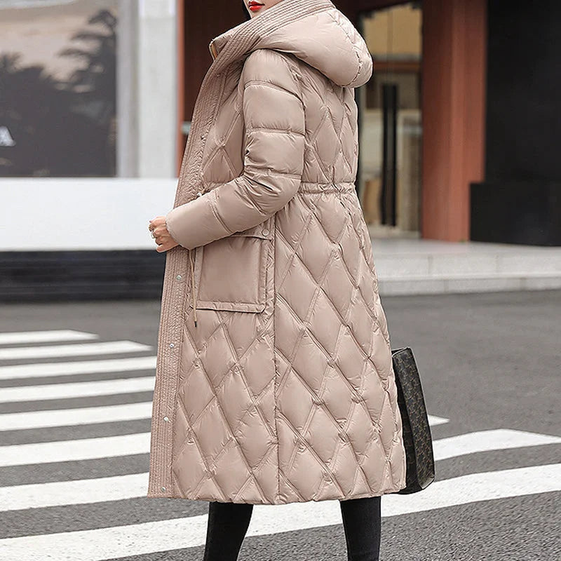 ModeGeist | Winter Lange Gefütterte Jacke für Damen Ideal für Kaltes Wetter