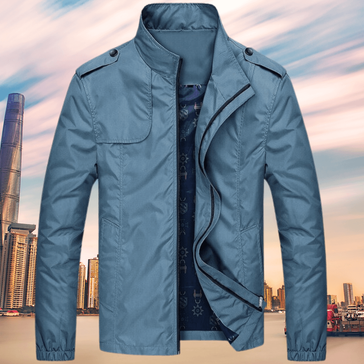ModeGeist | Herren Herbst Freizeit Oxford Jacke mit Kragen