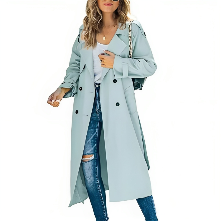 ModeGeist | Eleganter Damen-Trenchcoat mit Revers und Gürtel