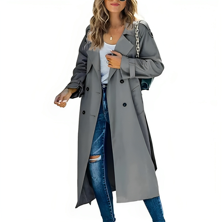 ModeGeist | Eleganter Damen-Trenchcoat mit Revers und Gürtel
