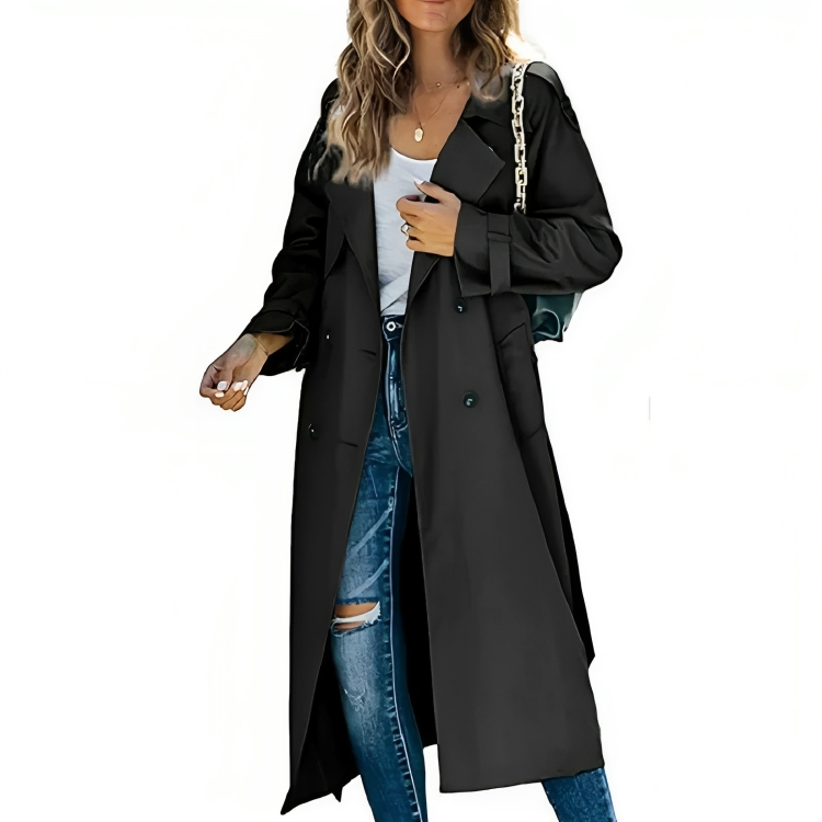 ModeGeist | Eleganter Damen-Trenchcoat mit Revers und Gürtel