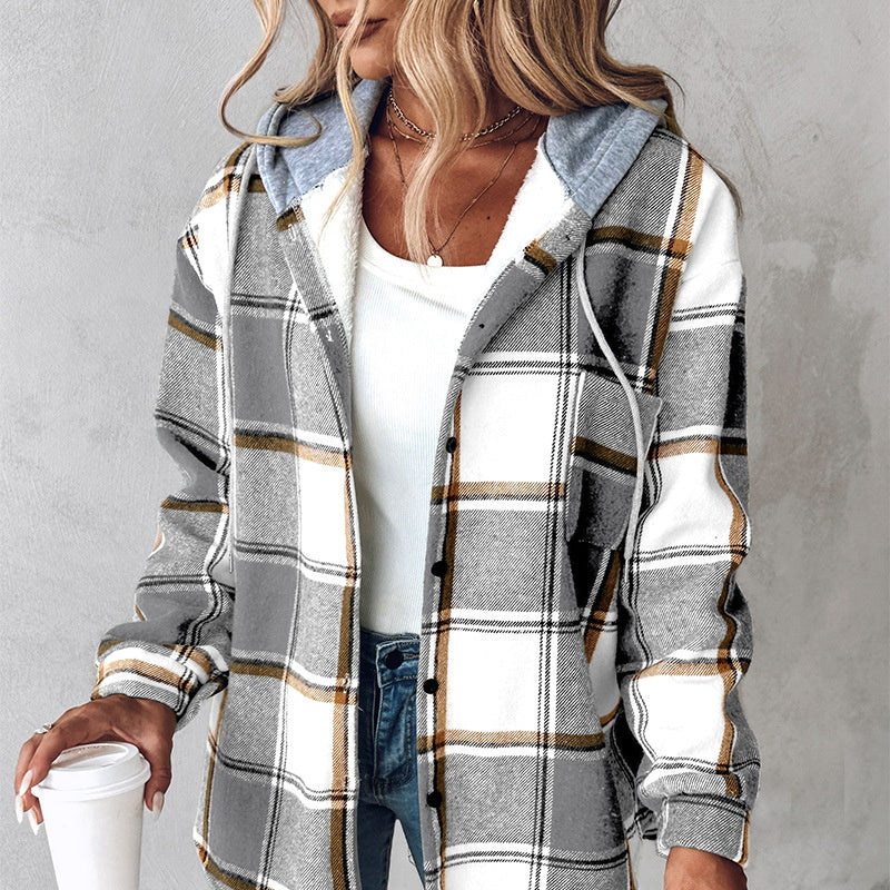 Fudus Damen Hoodiejacke in verschiedenen Farben mit Karomuster