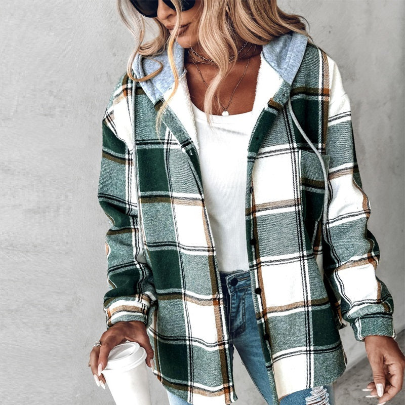 Fudus Damen Hoodiejacke in verschiedenen Farben mit Karomuster