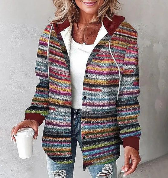 Fudus Damen Hoodiejacke in verschiedenen Farben mit Karomuster
