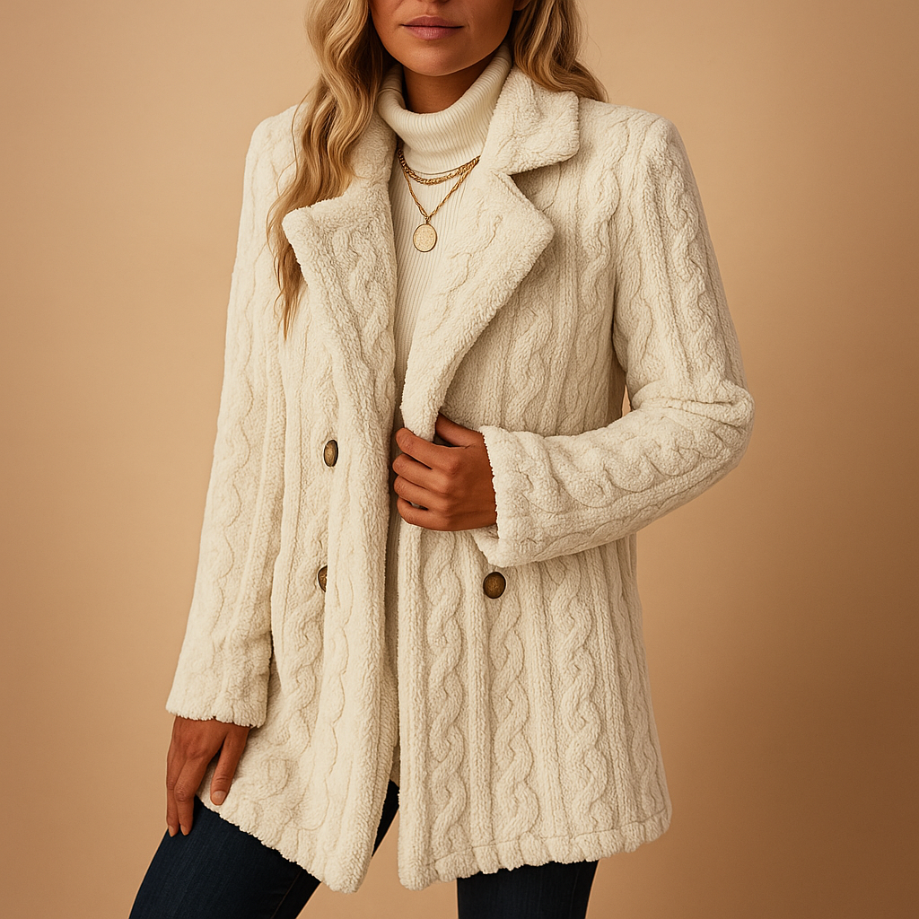 ModeGeist | Lange Teddy Damen Winterjacke mit Knöpfen