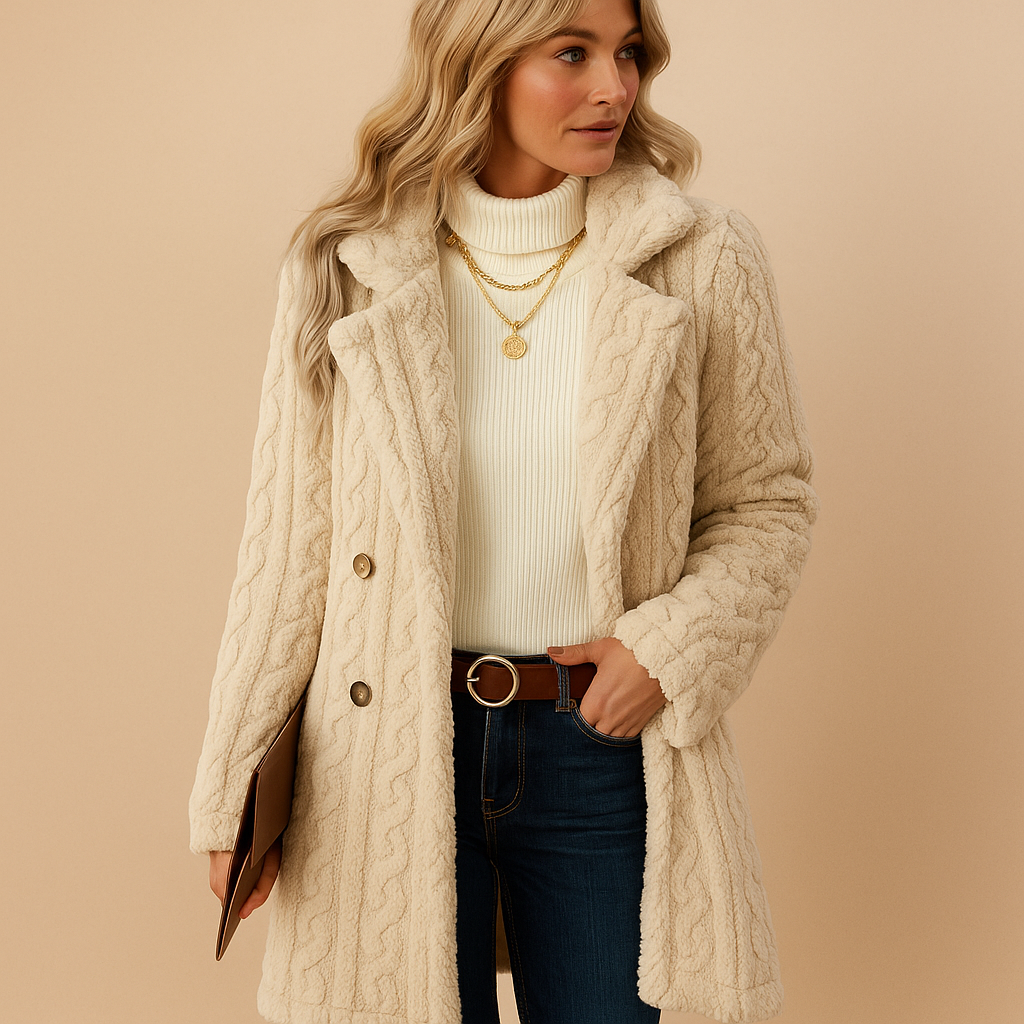 ModeGeist | Lange Teddy Damen Winterjacke mit Knöpfen