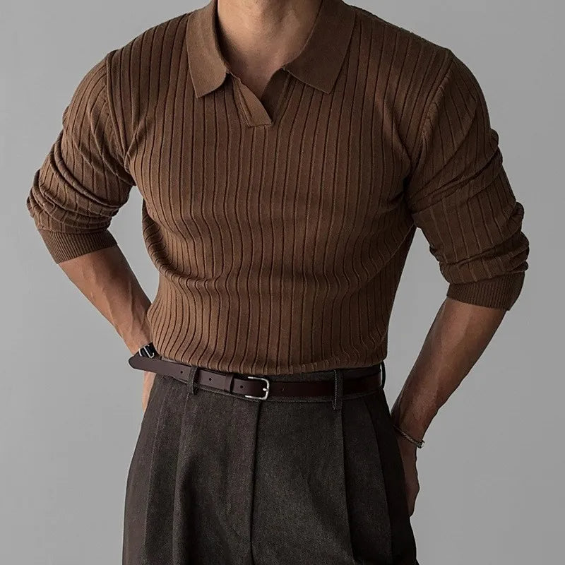 Sommerliches, elegantes Poloshirt mit Rippstruktur von Renz