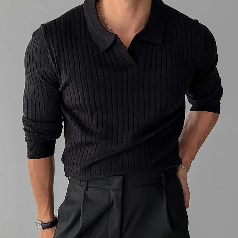 Sommerliches, elegantes Poloshirt mit Rippstruktur von Renz