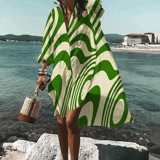 Knielanges Franziska-Kleid mit besonderem Muster